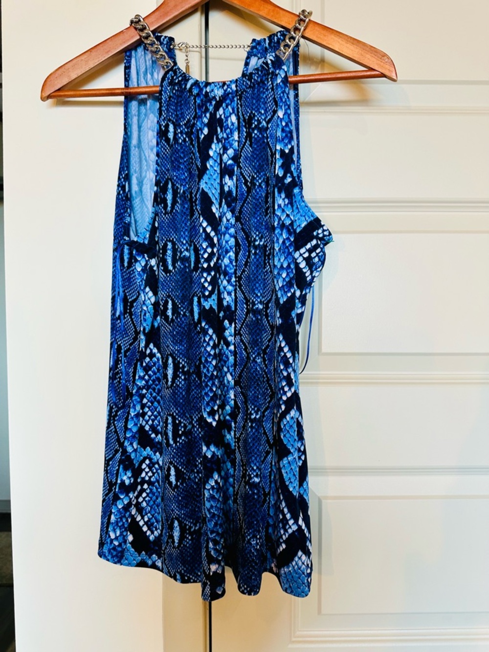 MICHAEL Michael Kors Blue and Black Snake Print Shell